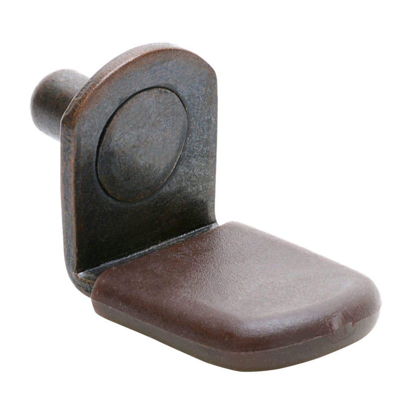 Desunia 1/4 Inch Inch Glass Shelf Support Pegs w/Brown Vinyl Sleeve | Bracket Style | Antique Bronze | 25 Pack - Image 1